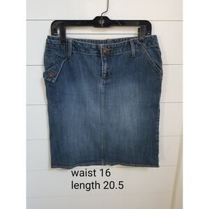 Vtg 90s Riders Copper Denim Jean Mid Length Skirt 5/6M